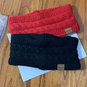 Hatromm One black and One red winter headband/beanie/earmuffs